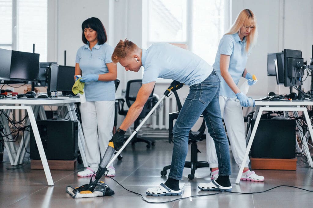 Organizing office and cleaning